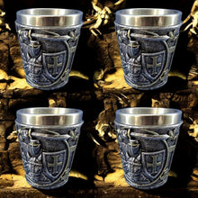 Charger l&#39;image dans la galerie, Medieval Knight Shot Glass Set of 4 Templar Themed Gothic Altar Drinkware 6cm
