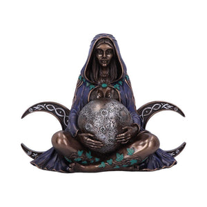 Triple Moon Goddess Statue 36cm | Bronze Finish Wiccan Decor | Handcrafted Resin