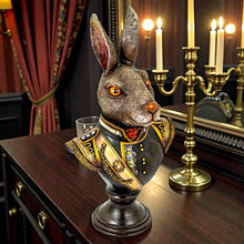 Load image into Gallery viewer, Steampunk Gentry Rabbit Bust Hare Figurine Regal Victorian Style Art Sculpture
