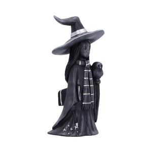 Little Souls Gleam Gothic Figurine Black Coat, Spell book & Owl Wiccan Altar Decor