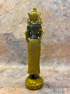 Exquisite Thai Deity Statue - Intricate Resin & Glass Meditation Figurine, Spiritual Home Decor, 22cm Artisan Crafted