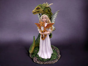 Guardian of the Grimoire Dragon and Fairy Figurine | Protector of the Mystical Tome | Handcrafted Resin Fantasy Collectible