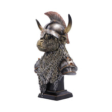 Laden Sie das Bild in den Galerie-Viewer, Highland Cow Guard Figurine Viking Warrior Bull Statue Medieval Ornament Art
