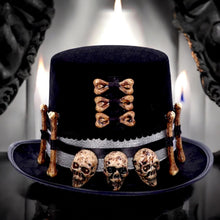 Charger l&#39;image dans la galerie, Voodoo Priest Skull and Bone Top Hat Gothic Fantasy Prop Halloween Costume Accessory
