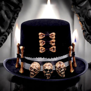 Voodoo Priest Skull and Bone Top Hat Gothic Fantasy Prop Halloween Costume Accessory