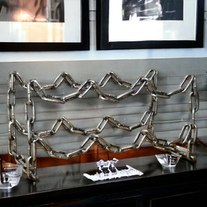 Prezents.com Chain Metal Wine Rack 6 Bottle Holder Home Decor Kitchen Storage Gift Ideas-OsirisTradingUK
