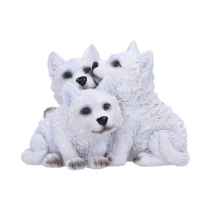 Adorable Wolf Cub Figurine Trio Realistic Pups Ornament Fantasy Nature Statue