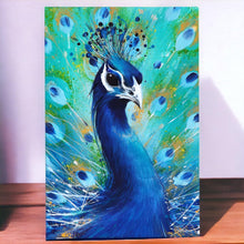 Load image into Gallery viewer, D. Finney Peacock Ceramic Wall Art Tile 30x20cm | Colourful Bird Painting Decor
