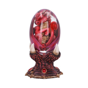 Fire Baby Dragon Egg Figurine - Fantasy Resin Statue Mystical Home Decor 12cm