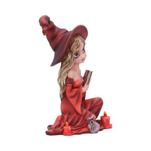 Load image into Gallery viewer, Rina Witch Figurine 15cm | Cute Witch Statue with Book and Candles | Fantasy Decor
