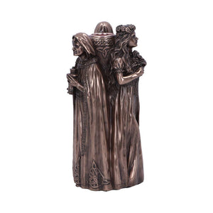 Maiden, Mother, Crone Candle Holder | Triple Goddess Bronze Decor | Handcrafted Resin 17cm