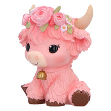 Load image into Gallery viewer, Moo Crew Primrose Pink Flower Cow Figurine Cute Farmhouse Ornament Decor
