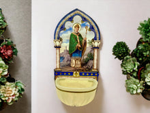 Load image into Gallery viewer, St. Patrick Holy Water Font – Vintage-Style Plastic Water Holder with Gold Accents, Religious Wall Decor
