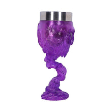 Load image into Gallery viewer, Clear Purple Skull Goblet Dark Fantasy Chalice Gothic Occult Drinkware Macabre Gift
