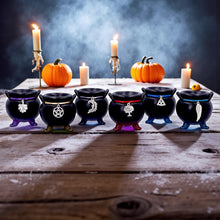 Load image into Gallery viewer, Positive Energy Cauldrons Set of 6 Mini Wiccan Altar Pagan Witchcraft Ornaments
