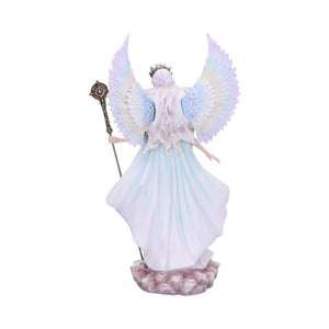 Spiritual Angel Figurine Elegant Celestial Ornament with Staff Enchanted Statue Decor