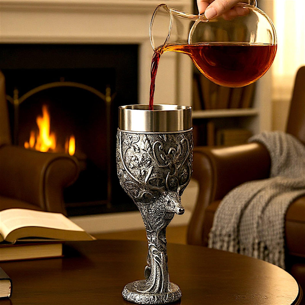 Celtic Stag Head Goblet Monarch of the Glen Chalice Pagan Gothic Altar Wine Cup