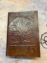 Load image into Gallery viewer, Handcrafted Leatherette Celtic Tree of Life Book of Shadows – Wicca Spell Book, Blank Journal, Mystical Diary, 18x12.5cm Engraved Notebook
