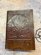 Load image into Gallery viewer, Handcrafted Leatherette Celtic Tree of Life Book of Shadows – Wicca Spell Book, Blank Journal, Mystical Diary, 18x12.5cm Engraved Notebook-OsirisTradingUK
