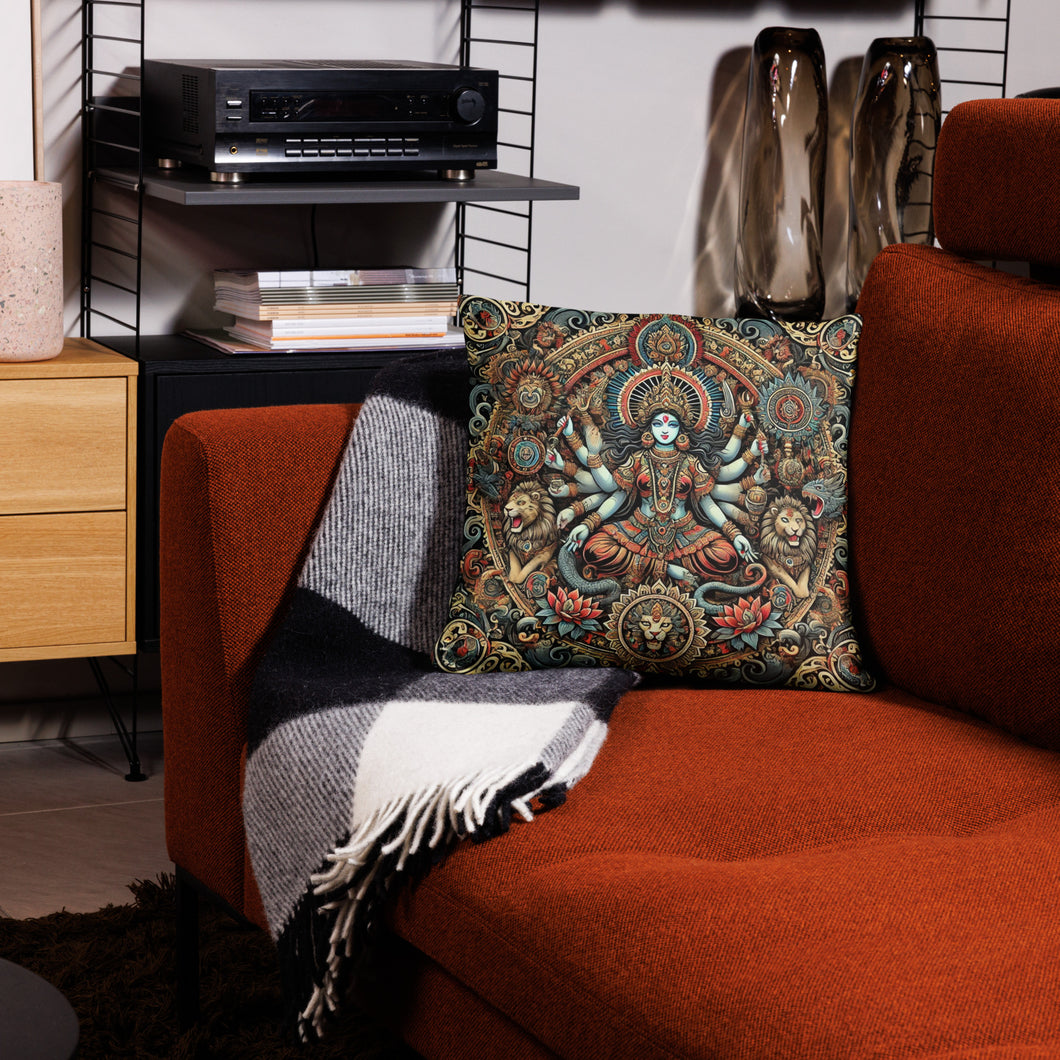 Vibrant Ancient Goddess Kali Hindu Motifs Cushion Decorative Throw Pillow