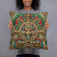 Load image into Gallery viewer, Ancient Mayan God Kukulkan Motif Cushion - Decorative Throw Pillow, Aztec-Inspired Home Decor, Vibrant Cultural Accent

