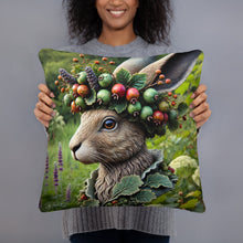 Load image into Gallery viewer, Royal Hare Woodland Inspired Cushion - Decorative Throw Pillow with Hare Bust in Nature
