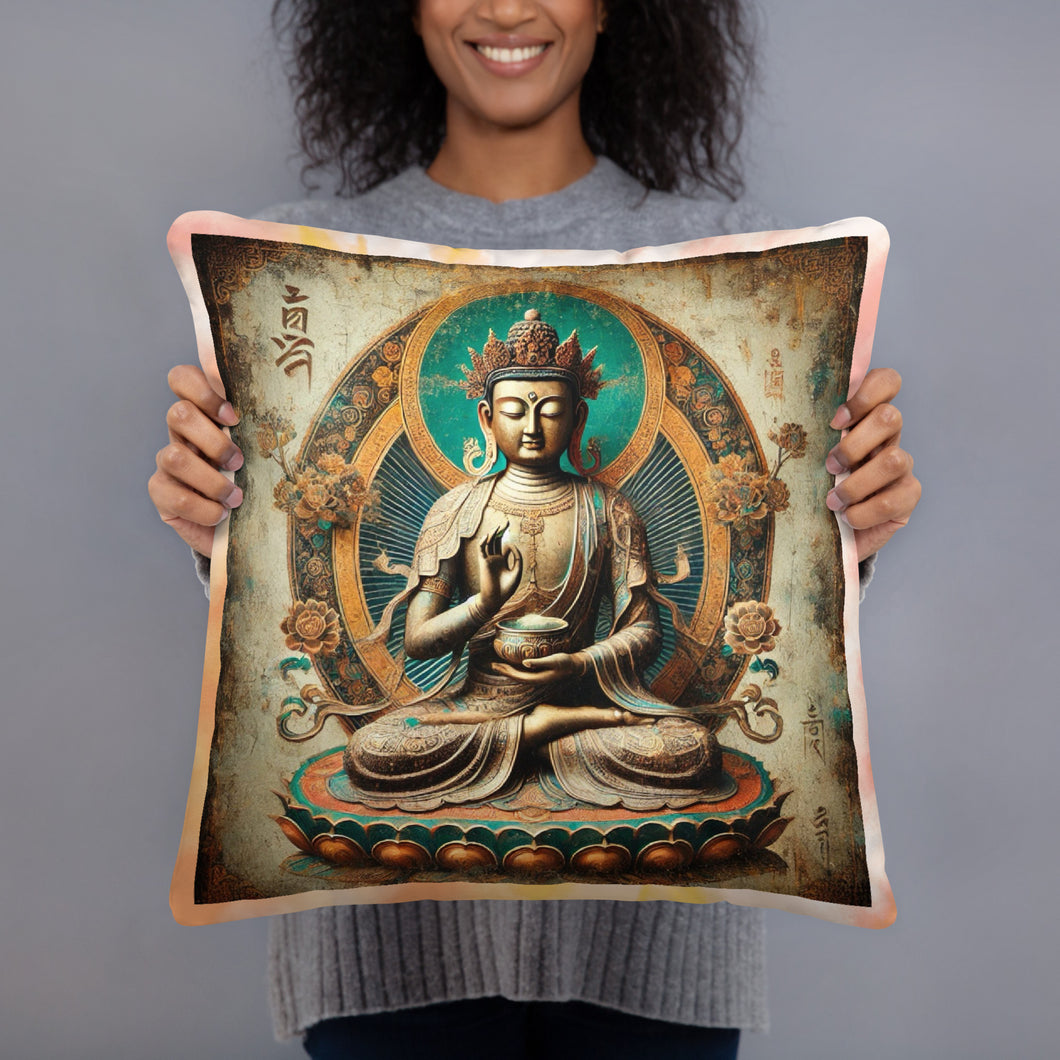 Coussin Bouddha de la médecine – Divinité de guérison tibétaine de style antique, 18