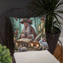 Load image into Gallery viewer, Mystical Forest Witch Cushion - Enchanting 18&quot; x 18&quot; Wiccan Decor, Magical Nature Pillow
