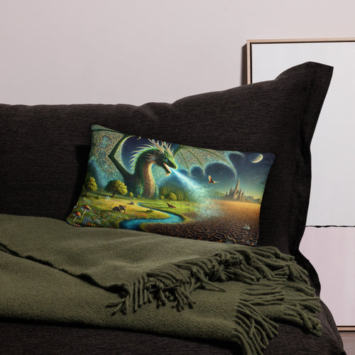 Terrathalor Dragon Inspired Cushion - Guardian of Renewal Mythical Decor, Fantasy Home Accent-OsirisTradingUK