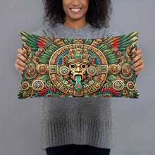 Load image into Gallery viewer, Ancient Mayan God Kukulkan Motif Cushion - Decorative Throw Pillow, Aztec-Inspired Home Decor, Vibrant Cultural Accent
