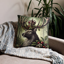 Load image into Gallery viewer, Sovereign Stag Cushion - Regal Woodland Decor, Nature-Inspired Throw Pillow, Stag Crown Design, Forest Wildlife Home Accent
