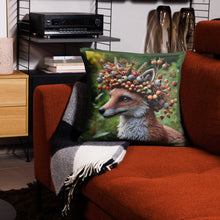 Load image into Gallery viewer, Royal Fox Inspired Cushion | Woodland Animal Decor | Vibrant Forest Wildlife Pillow | Handmade Nature Art Cushion | Unique Fox Lover Gift
