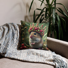 Load image into Gallery viewer, Royal Mouse Cushion - Adorable Field Mouse with Berry Crown Decorative Throw Pillow
