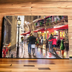 Macneil Studios NIGHTTIME CAFE Ceramic Wall Art Tile 30x20cm | Cityscape Painting Decor-OsirisTradingUK