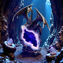 Load image into Gallery viewer, Midnight Custodian Light Up Dragon Statue LED Fantasy Geode Dragon Ornament
