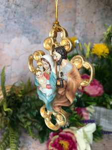 Hanging Gold Effect Wall Cross Holy Family Mary Joseph Jesus Religious Decor-OsirisTradingUK