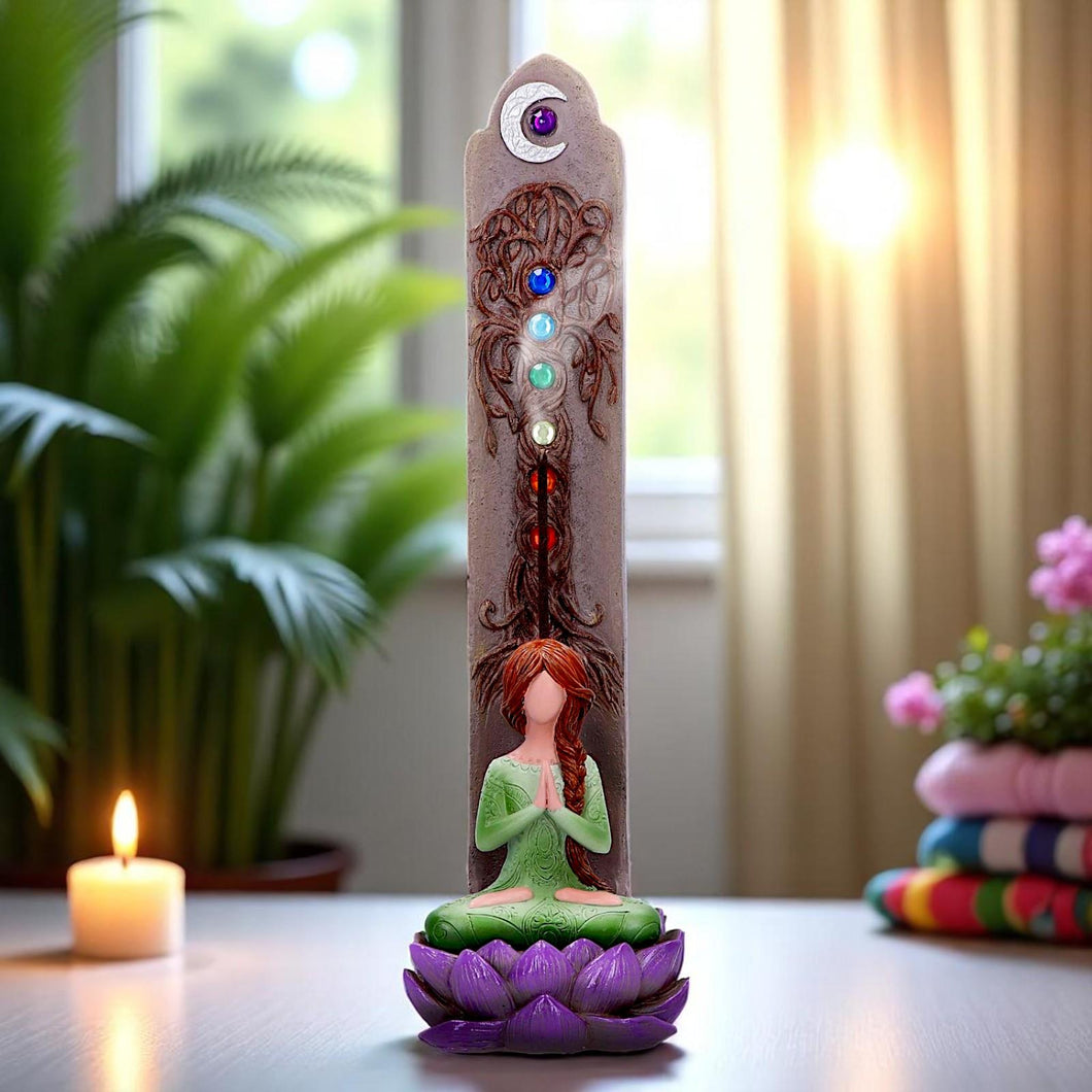 Chakra Lotus Meditation Incense Burner Yoga Spiritual aromatherapy Ornament