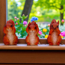 Load image into Gallery viewer, Three Wise Squirrel Figurines Hear See Speak No Evil Woodland Animal Statue

