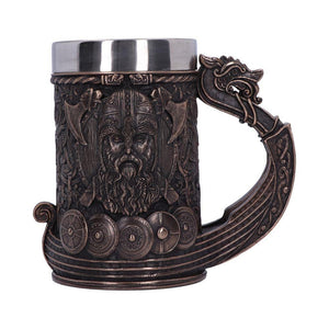 Bronze Viking Tankard Dragon Boat Norse Nordic Valhalla Mug Collectable Art Decor