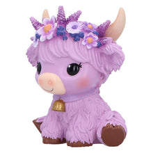 Load image into Gallery viewer, Moo Crew Hyacinth Purple Flower Cow Figurine Cute Farmhouse Ornament Decor
