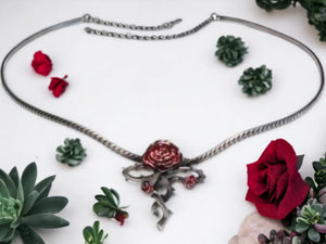 Elegant Aphrodite Tiara Hoop Necklace - Metal Hand Fasting Ceremony Choker with Rose Detail, Romantic Bridal Headpiece, Enchanting Jewellery-OsirisTradingUK