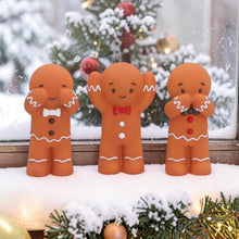 Load image into Gallery viewer, Gingerbread Three Wise Statues 9cm See Hear Speak No Evil Xmas Table Decorations
