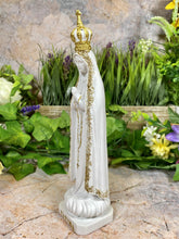 Load image into Gallery viewer, Resin Statue of Our Lady of Fatima, Religious Figure with Golden Accents, Elegant Virgin Mary Sculpture, Spiritual Christian Decor
