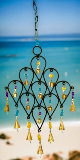 Melodic Harmony Wind Chime, Elegant Windchime Garden Decor, Cascading Heart Design, Soothing Sound, Outdoor Patio Ornament, Artisan Crafted-OsirisTradingUK