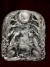 Load image into Gallery viewer, Silver Effect Magical Moon Hares Wall Plaque Pagan Statue Moongazing Wiccan Sculpture Ornament-OsirisTradingUK
