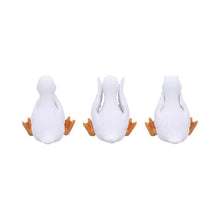 Load image into Gallery viewer, 3 Wise Goofy Geese Figurines See No Hear No Speak No Evil Funny Animal Decor
