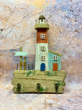 Load image into Gallery viewer, Charming Coastal Lighthouse Key Holder – Reclaimed Wood Nautical Wall Decor with Hooks-OsirisTradingUK
