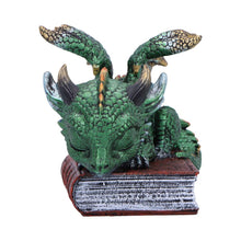 Load image into Gallery viewer, Fantasy Sleeping Dragon Ornament Gothic Creature Figurine on Magic Spell Book
