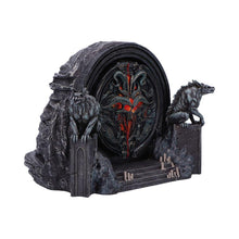 Load image into Gallery viewer, Diablo IV Hell&#39;s Gate Box Gothic Fantasy Storage with Wolves and Red Glowing Door
