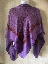 Load image into Gallery viewer, Elegant Purple Paisley Rayon Scarf - Versatile Bohemian Wrap - 100x100cm Luxurious Lightweight Shawl - Perfect All-Season Accessory
